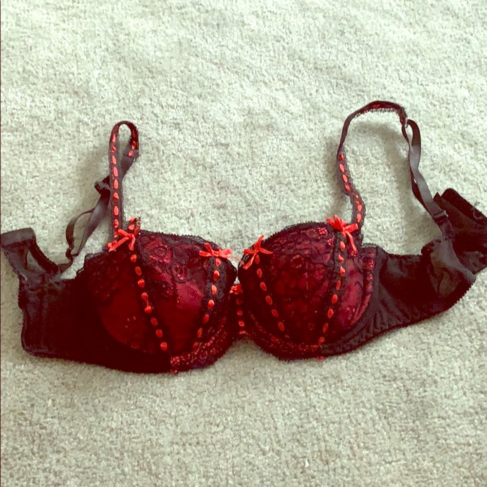 Red and black lingerie bra